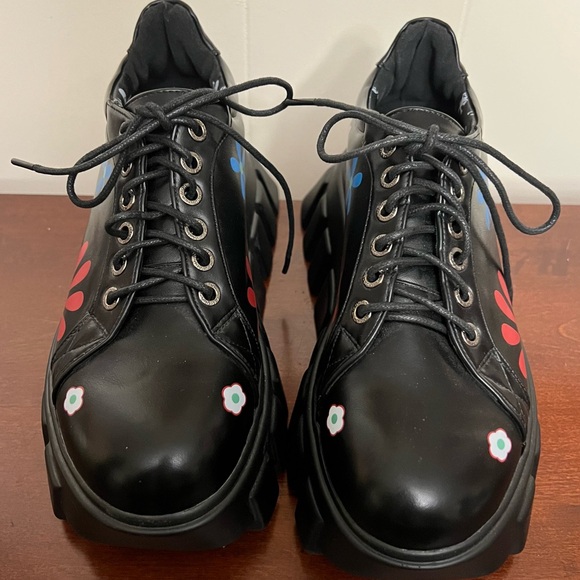 Lamoda IN BLOOM chunky sneaker Black colorful Floral Platform NWOT - Picture 4 of 8